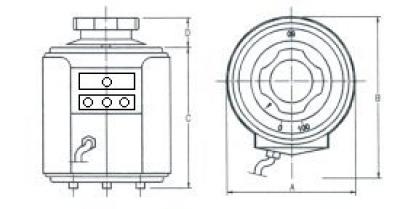 Disegno tecnico - Variatore monofase da tavolo o retroquadro protetti - 300-500 VA Disegno tecnico - Variatore monofase da tavolo o retroquadro protetti - 300-500 VA